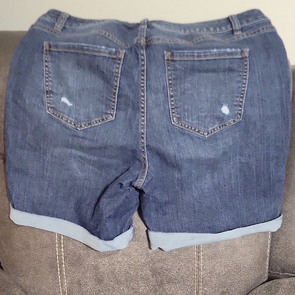 Women's Blue Denim Shorts - Picture 3 of 4